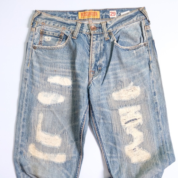 Rush hour distressed denim embroidery jeans (japan) - Picture 2 of 7